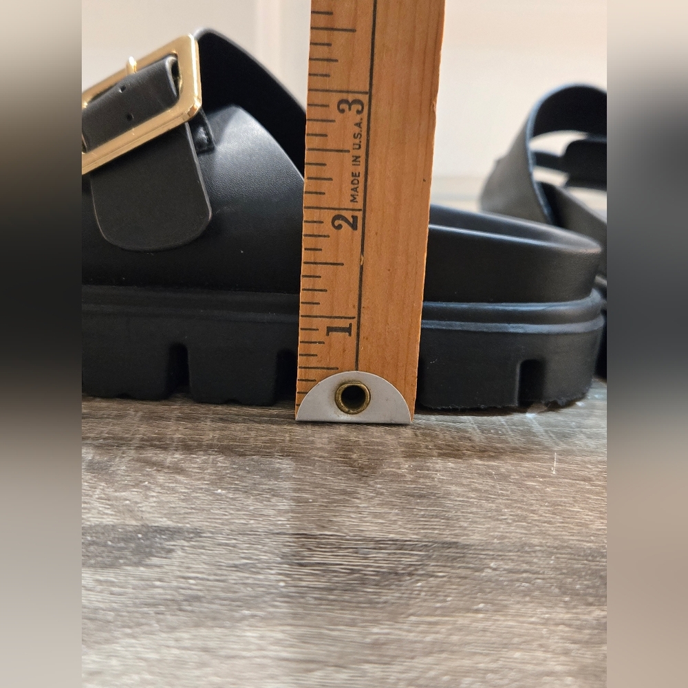 MIA Black Sandals with Gold Buckles - Picture 7 of 10